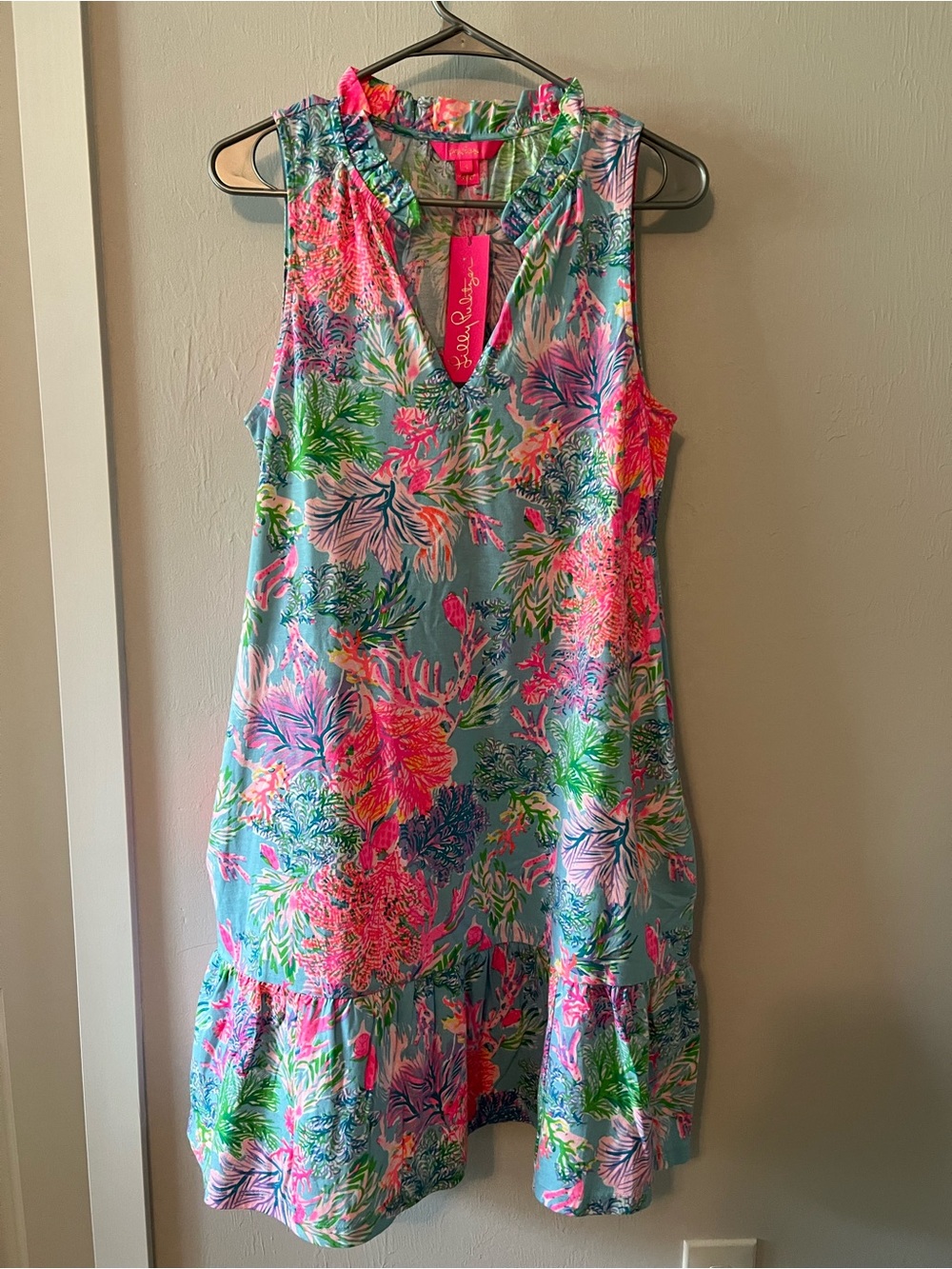 Lilly Pulitzer Sleeveless Floral Dress in Blue, Pink, Green